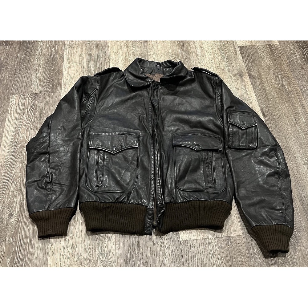 Vintage American Express Leather Flight Jacket Adult Size 42 Made In Brazil
